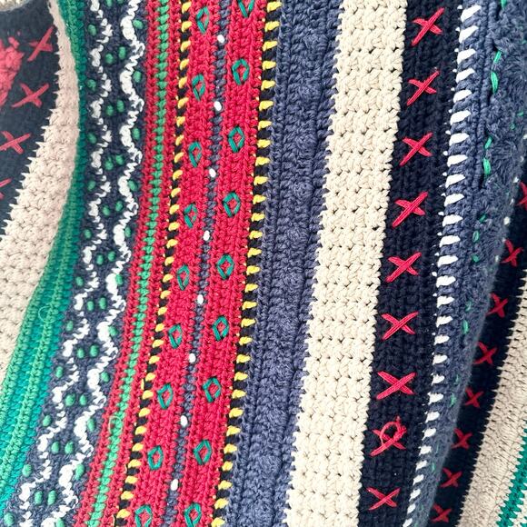 Casual Corner Hand Knit Coogi Style Multi Color Stripe Button Sweater Vest Large - Picture 8 of 8